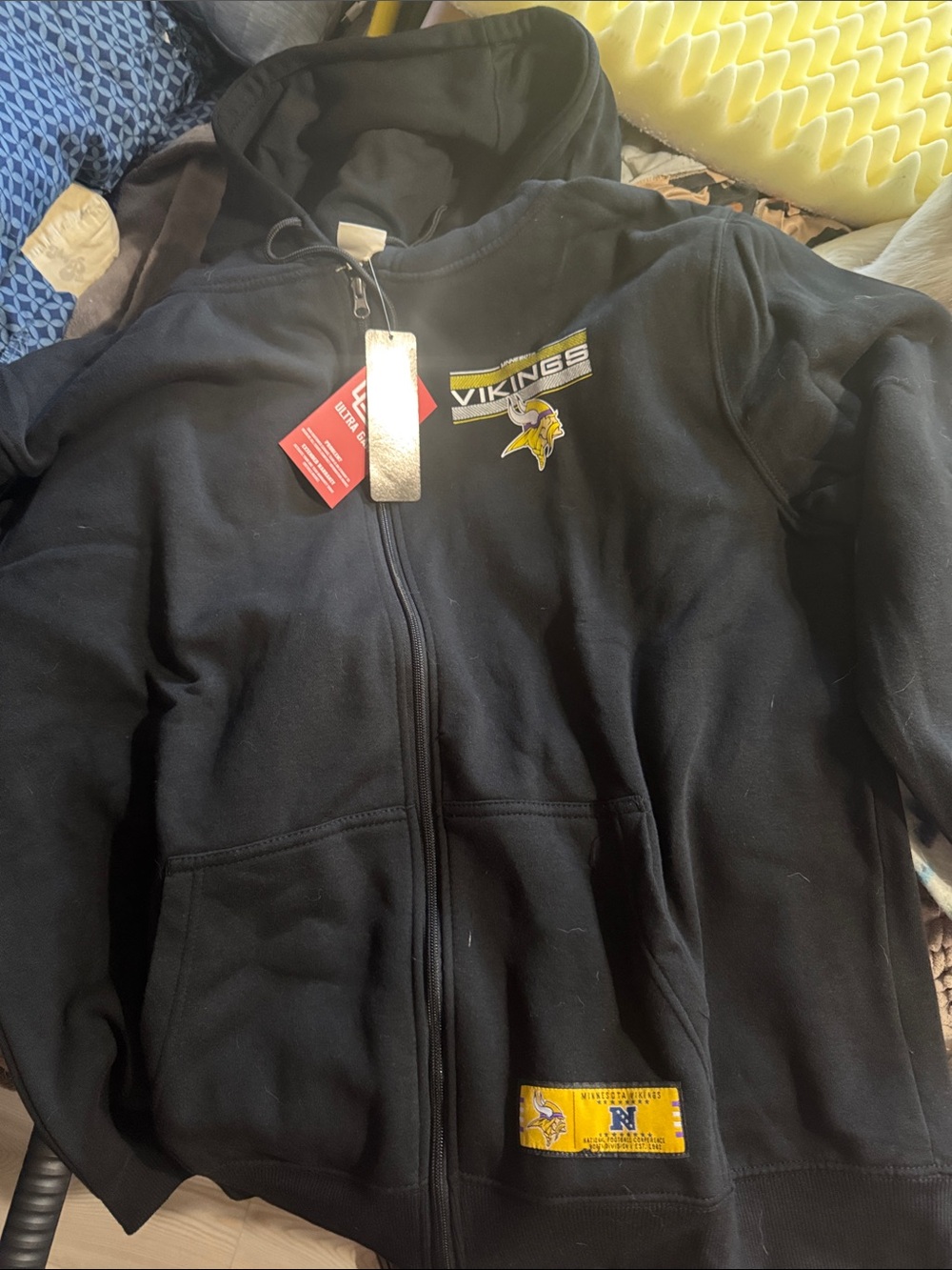 NFL Minnesota Vikings Black Full-Zip Hoodie with Logo